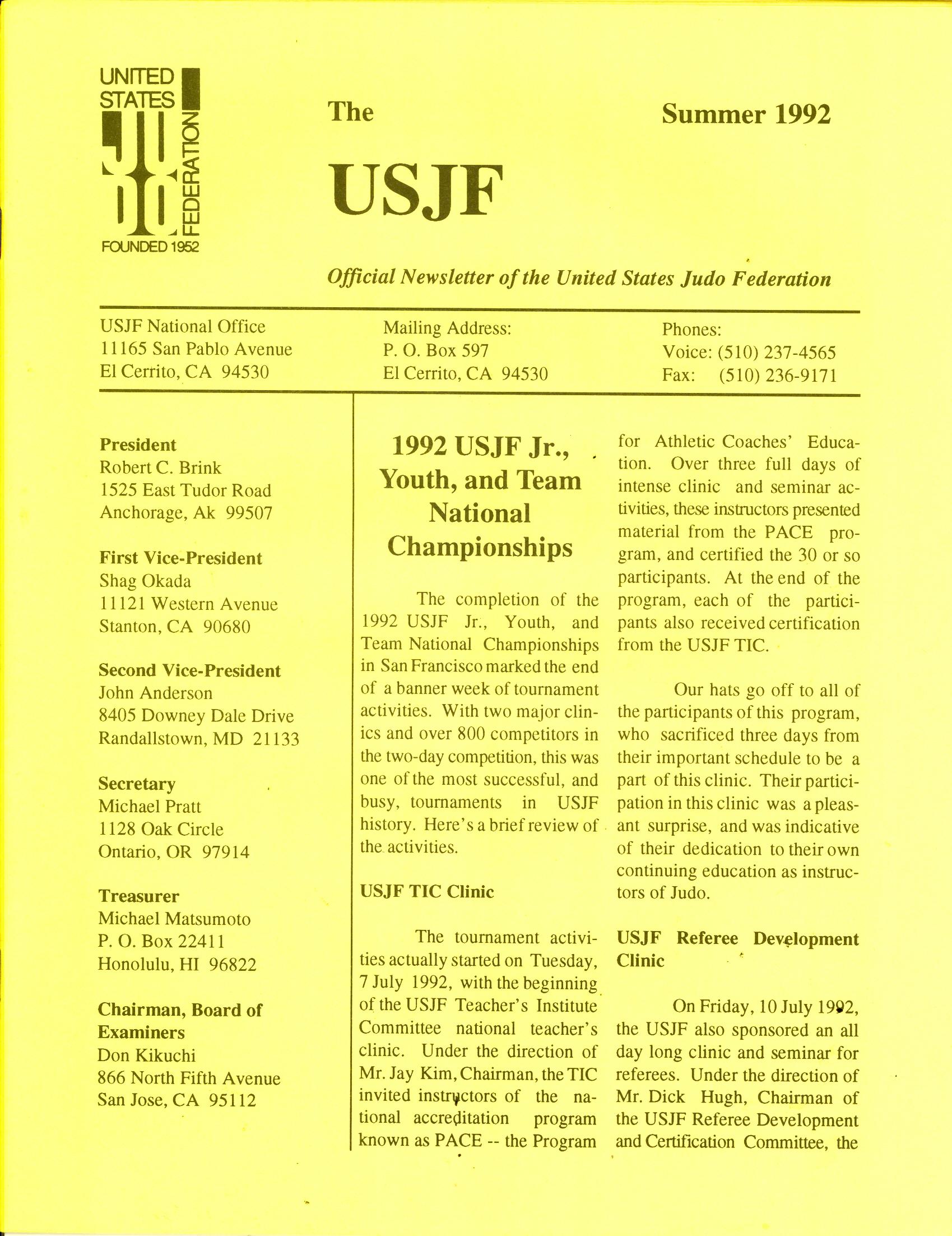Summer 1992 The USJF